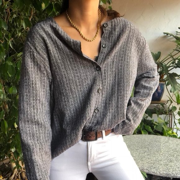 Vintage Tops - SOLD | Hot Cotton Boxy Linen Button Up